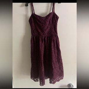 Aritzia burgundy(dark raspberry) lace dress with button detail